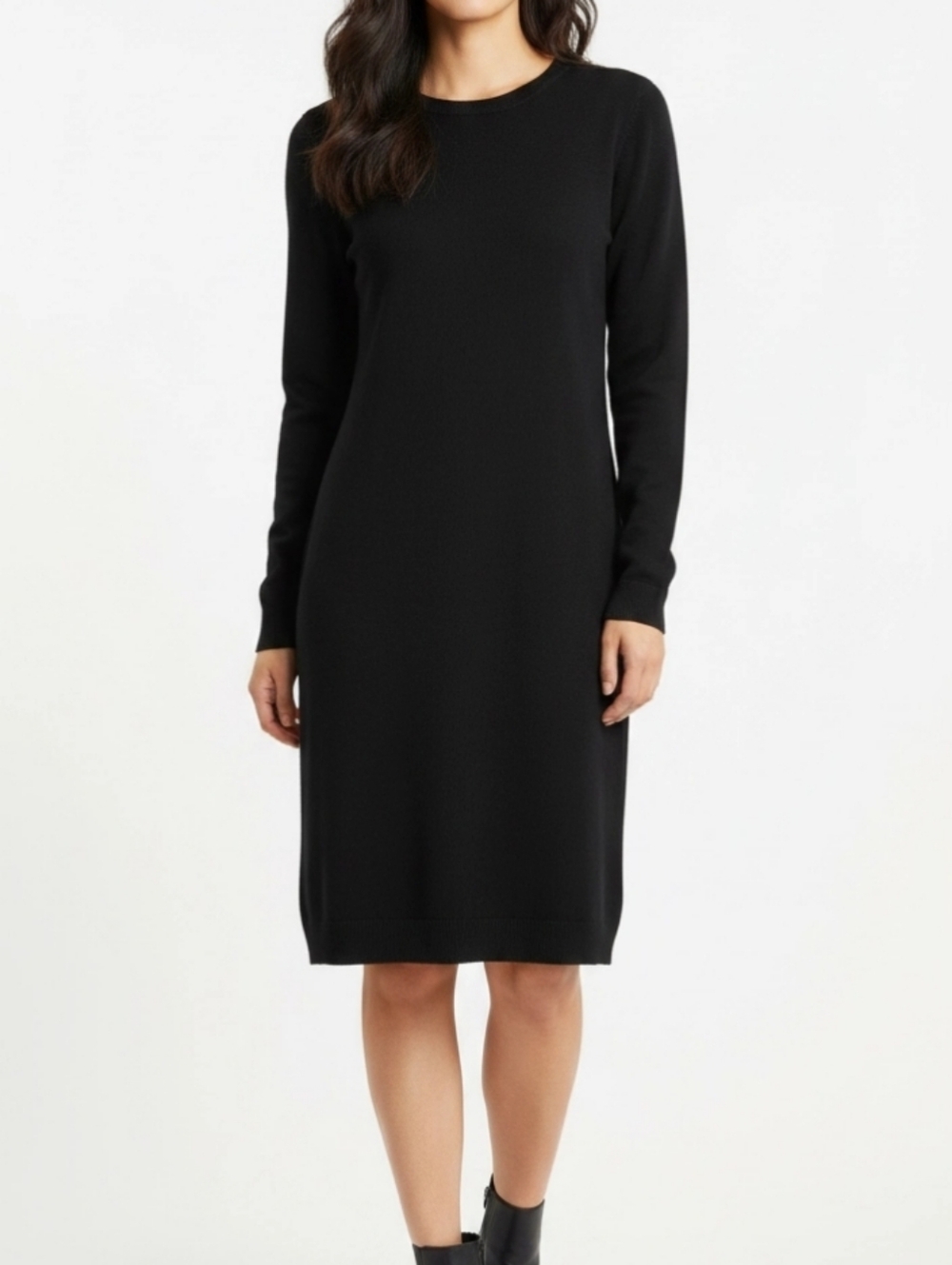 360 Sweater Womens Dress Sz L Black Knit Long Sleeves Criss Cross Cut Out*